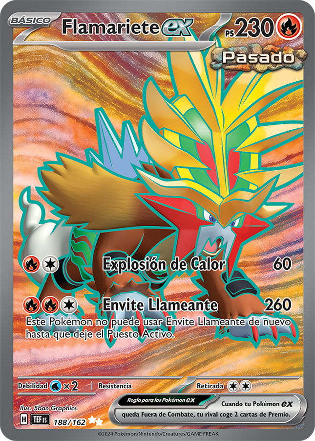Carta Pokémon Flamirete EX (UR) 188/162 del set Temporal Forces de Pokémon TCG en Thunder Cards, Carta en Español