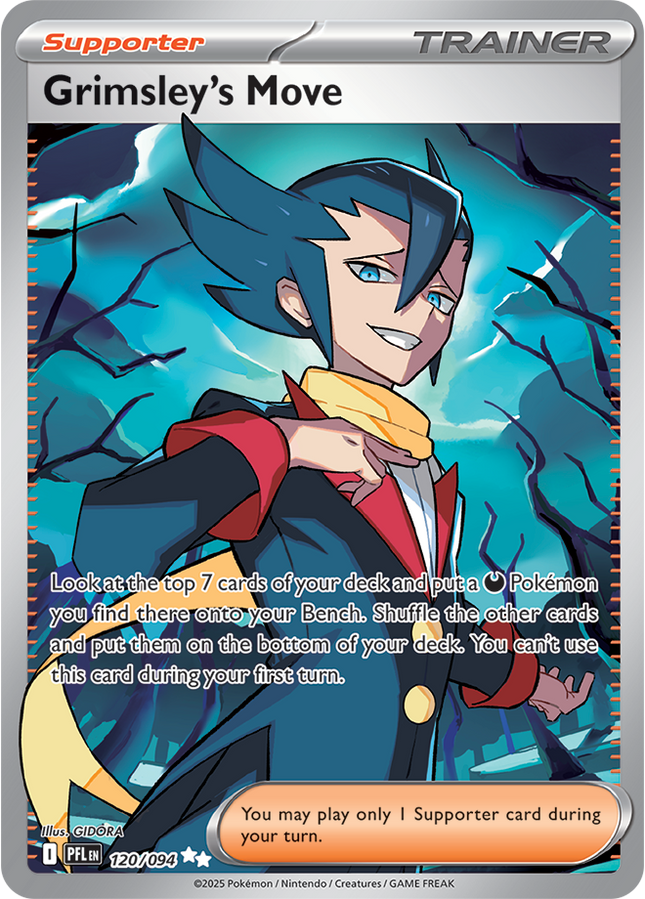 Carta Individual Pokémon Supporter Grimsley's Move UR 120/094, Trainer, set Phantasmal Flames, Ilustración de GIDORA - Thunder Cards México