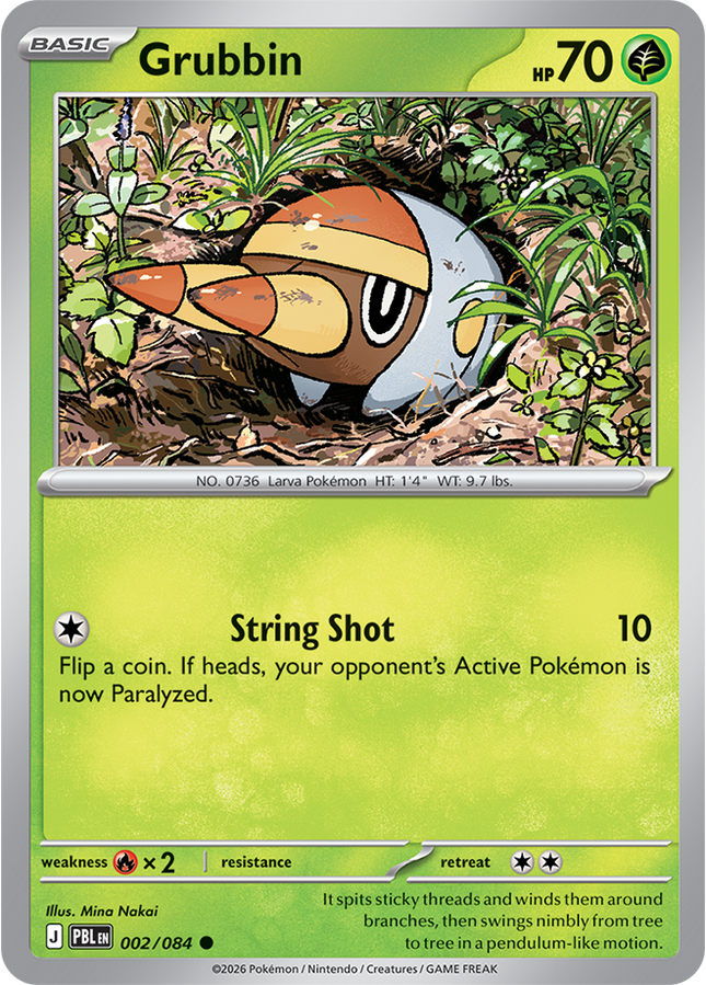 Carta individual Pokémon Grubbin 002/084, set Pitch Black, en Thunder Cards México