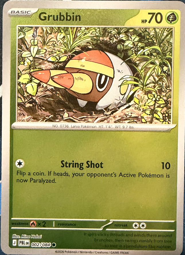 Carta individual Pokémon Grubbin 002/084, set Pitch Black, en Thunder Cards México Reverse