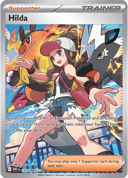Carta Individual Pokémon Trainer Hilda Special Illustration Rare (SIR) 171/086, Supporter Trainer, set S&V: White Flare, Ilustración de Naoki Saito- Thunder Cards México