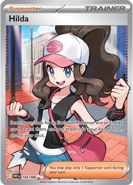 Carta Individual Pokémon Trainer Hilda 164/086, Supporter Trainer, set S&V: White Flare, Ilustración de yuu- Thunder Cards México