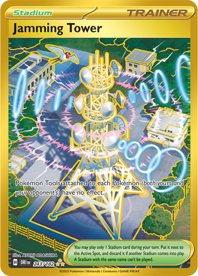 Carta Pokémon Jamming Tower (HR) 243/182 del set Destined Rivals de Pokémon TCG en Thunder Cards