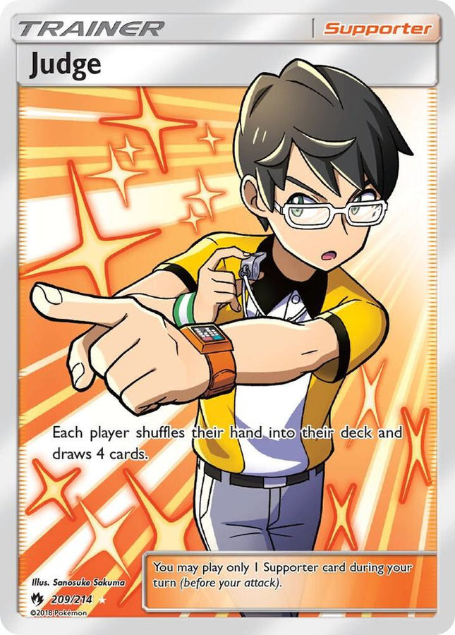 Carta Individual Pokémon Judge 209/214, Supporter Trainer, set Lost Thunder Sun & Moon , Ilustración de Sonosuke Sakuma- Thunder Cards México