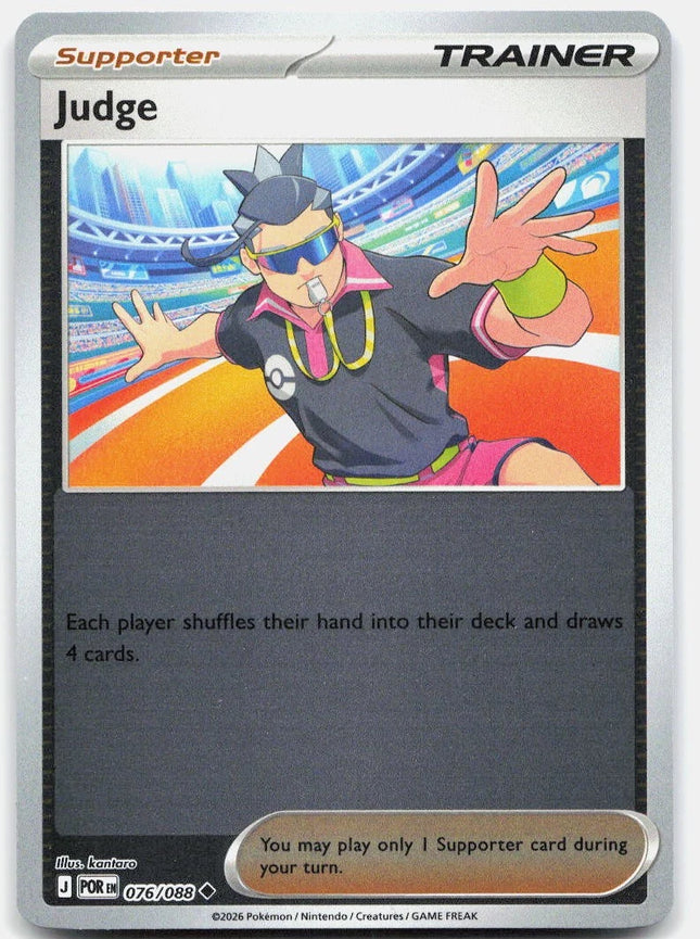 Carta Individual Pokémon Judge 076/088, Supporter Trainer, set Perfect Order, Ilustración de kantaro- Thunder Cards México