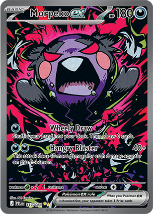 Carta individual Pokémon Morpeko EX 117/084, set Pitch Black, en Thunder Cards México 