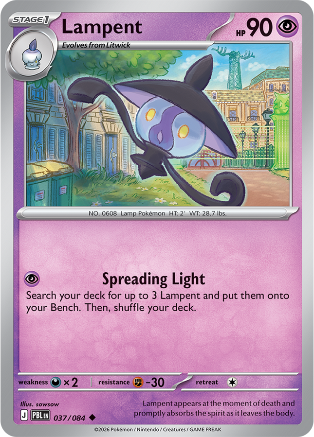 Carta individual Pokémon Lampent 037/084, set Pitch Black, en Thunder Cards México