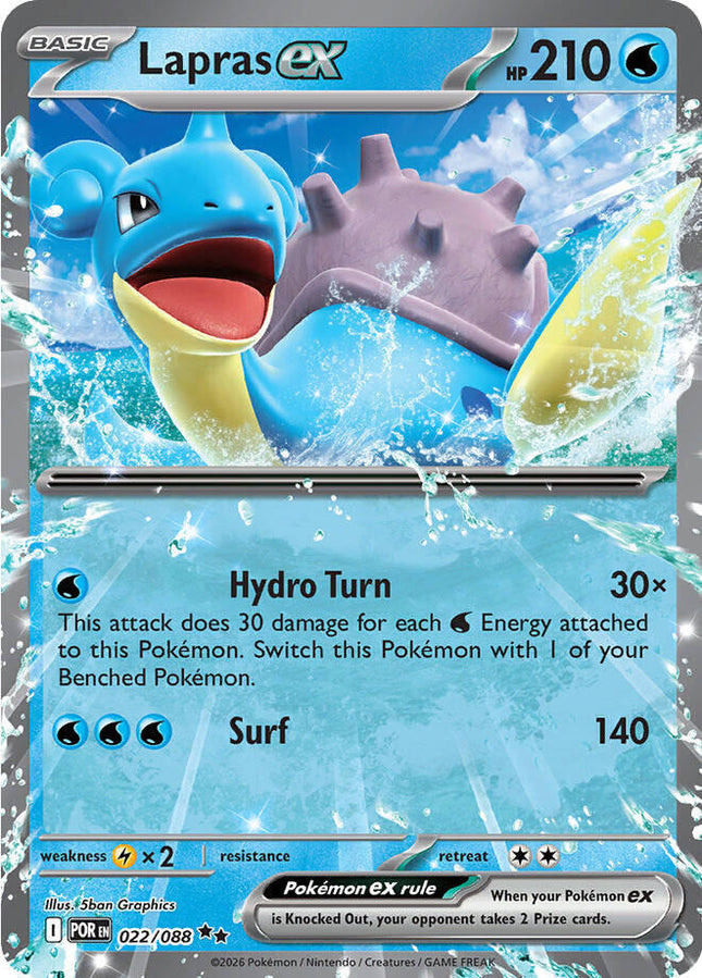 Carta Individual Pokémon Lapras EX 022/088, BASIC Pokémon 210 HP, set Perfect Order, Ilustración de 5ban Graphics - Thunder Cards México