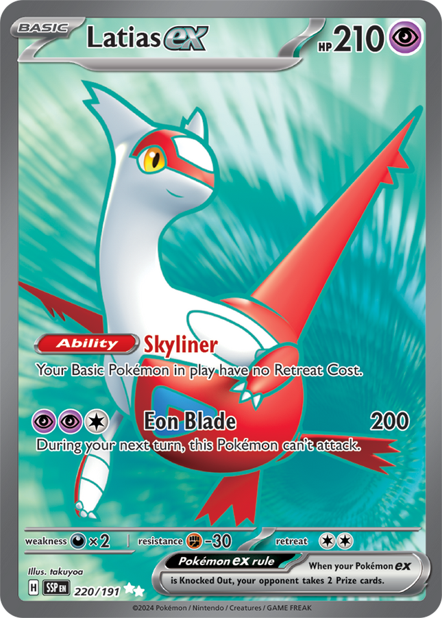 Carta Individual Pokémon Latias EX Ultra Rare 220/191, set Surging Sparks en  Thunder Cards México