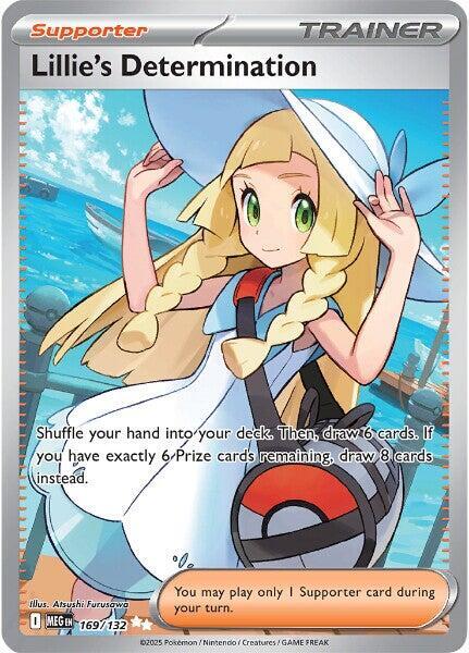 Carta Individual Pokémon Trainer Lillie's Determination 169/132, Supporter Trainer, set Mega Evolution, Ilustración de Atsushi Furusawa- Thunder Cards México