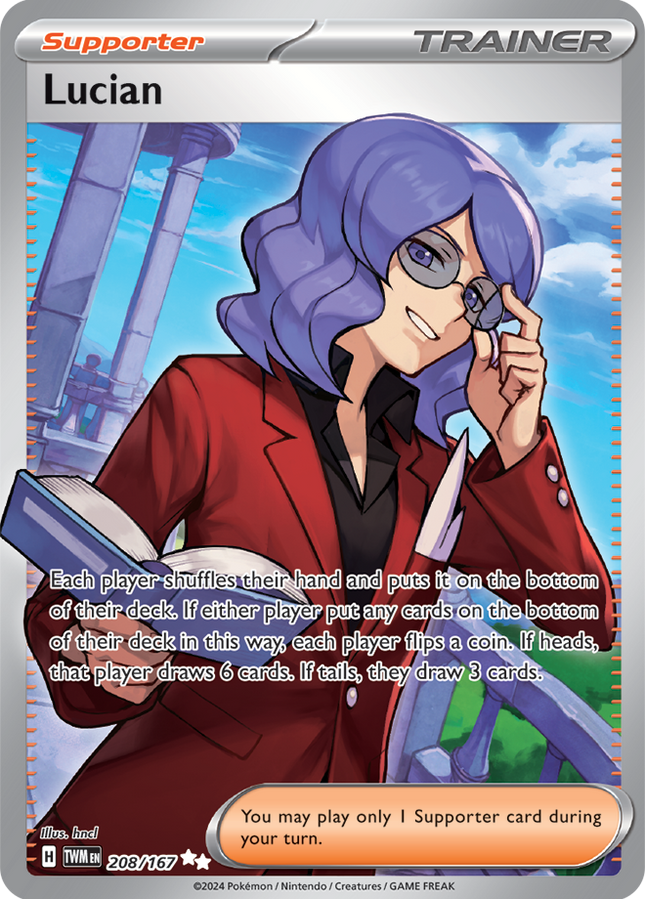 Carta Individual Pokémon 
Lucian Ultra Rare 208/167 Twilight Masquerade en Thunder Cards México
