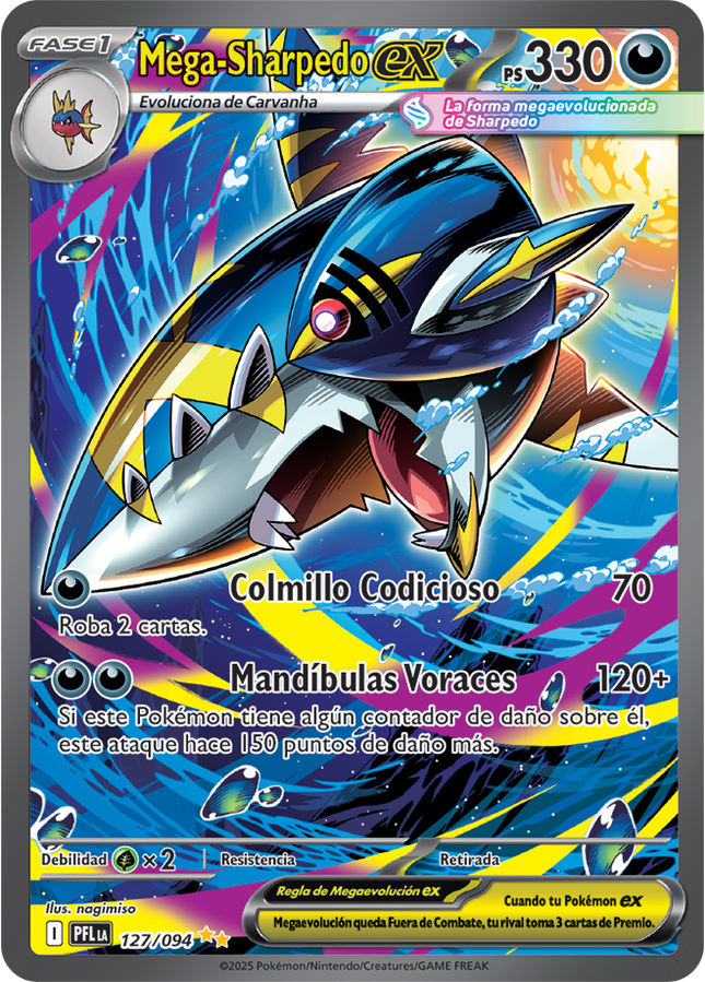 Mega Sharpedo EX SIR - 127/094 - ME02: Phantasmal Flames (PFL) ESPAÑOL