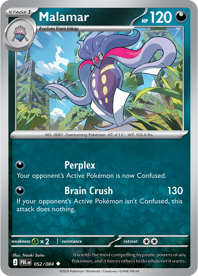 Carta individual Pokémon Malamar 052/084, set Pitch Black, en Thunder Cards México
