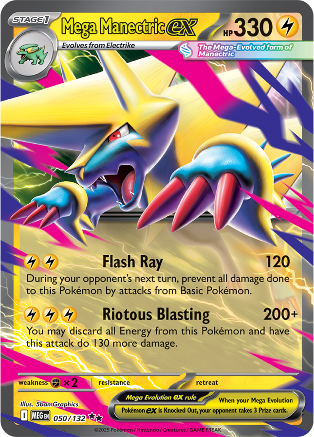 Carta Pokémon Mega Manectric EX (DR) 050/132 del set Mega Evolutions Pokémon TCG en Thunder Cards México