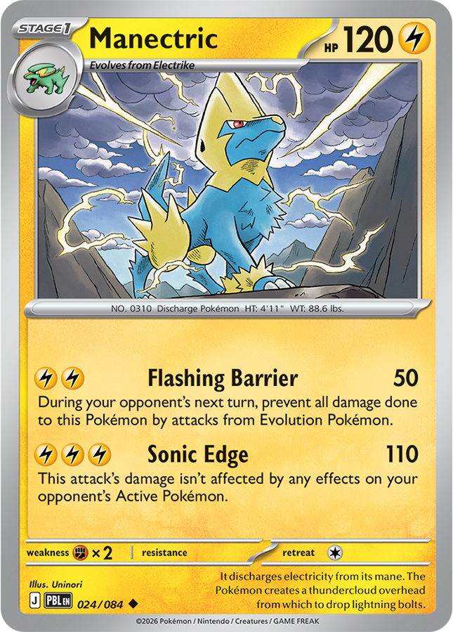 Carta individual Pokémon Manectric 023/084, set Pitch Black, en Thunder Cards México 