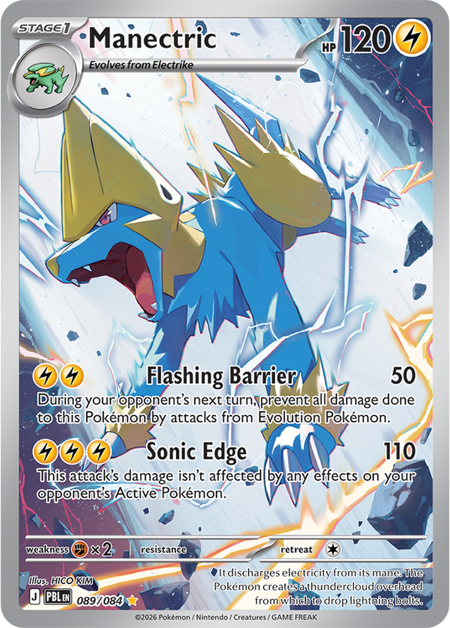 Carta individual Manectric 089/084, set Pitch Black, en Thunder Cards México Illustration Rare 