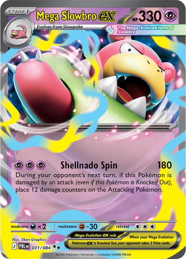 Carta individual Pokémon Mega Slowbro EX 031/084, set Pitch Black, en Thunder Cards México 