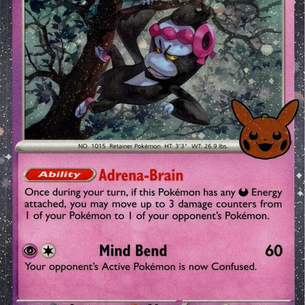 Carta Individual Pokémon Munkidori Cosmos Holo 095/167, BASIC Pokémon 110 HP, set Trick or Trade 2024, Ilustración de kodama - Thunder Cards México