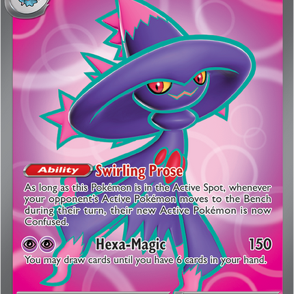 Carta Individual Pokémon
Mismagius EX Ultra Rare 112/094, Trainer, set Phantasmal Flames, Ilustración de 5ban Graphics - Thunder Cards México