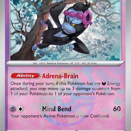 Carta Individual Pokémon Munkidori Master Ball Pattern 044/131 , BASIC Pokémon 110 HP, set Prismatic Evolutions, Ilustración de kodama - Thunder Cards México