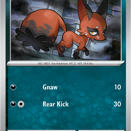 Carta individual Pokémon Nickit 053/084, set Pitch Black, en Thunder Cards México
