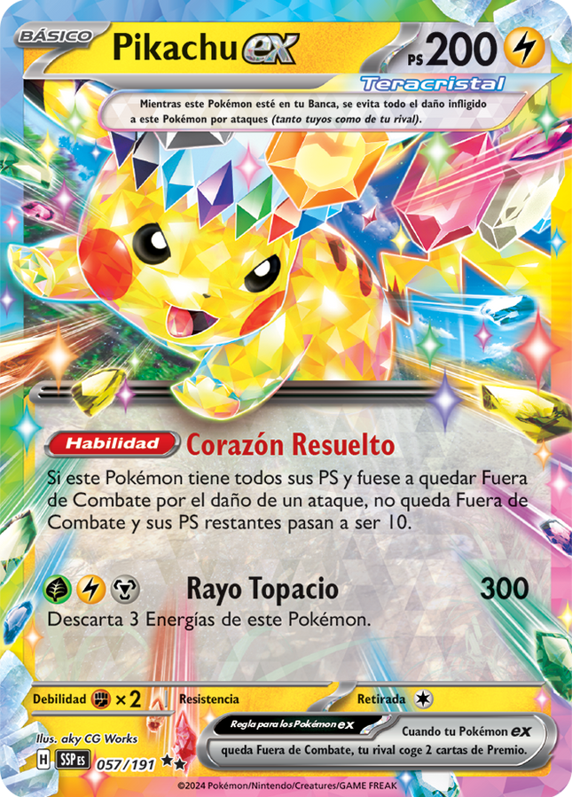 Carta Pokémon Pikachu EX (DR) 057/191 del set Surging Sparks Pokémon TCG en Thunder Cards México, Carta en Español