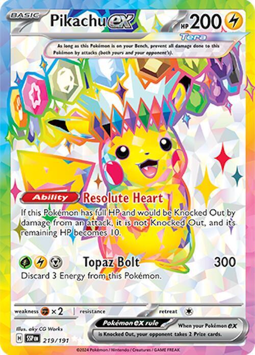 Pikachu EX FA- 219/191 - SV08: Surging Sparks (SSP)