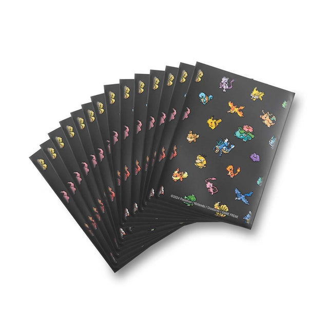 Paquete oficial de micas protectoras Pokémon Center de la colección Pokémon Pixels con diseño retro de pixeles de Pikachu y Pokémon clásicos.