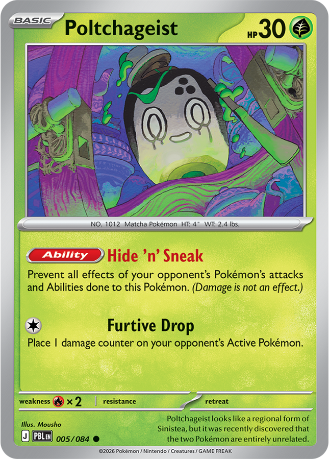 Carta individual Pokémon Poltchageist 005/084, set Pitch Black, en Thunder Cards México