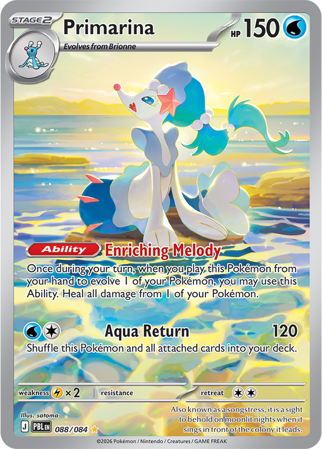 Carta individual Primarina 088/084, set Pitch Black, en Thunder Cards México Illustration Rare 