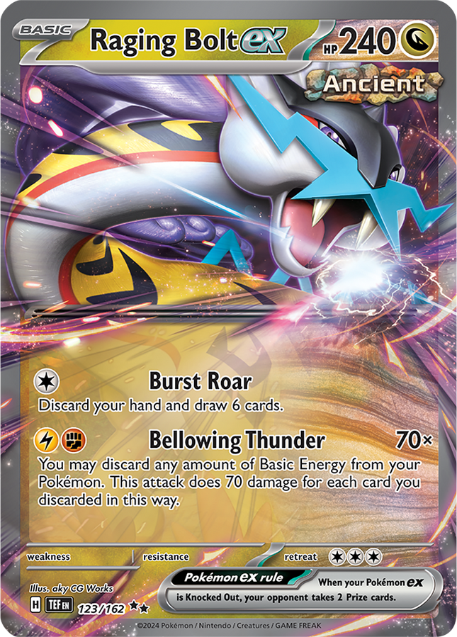 Carta Pokémon Raging Bolt EX (DR) 123/162 del set Temporal Forces Pokémon TCG en Thunder Cards México