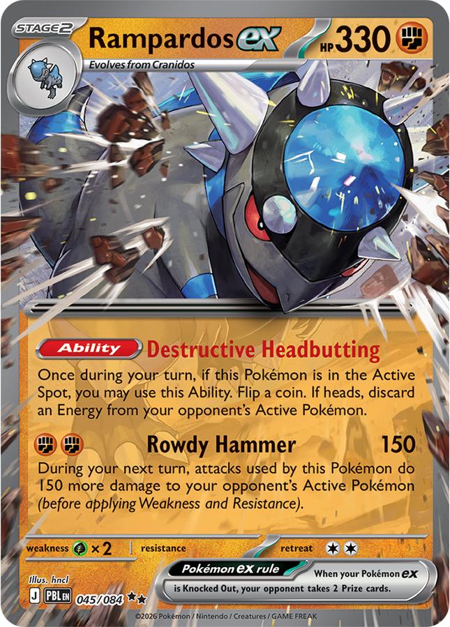 Carta individual Pokémon Rampardos EX 045/084, set Pitch Black, en Thunder Cards México 