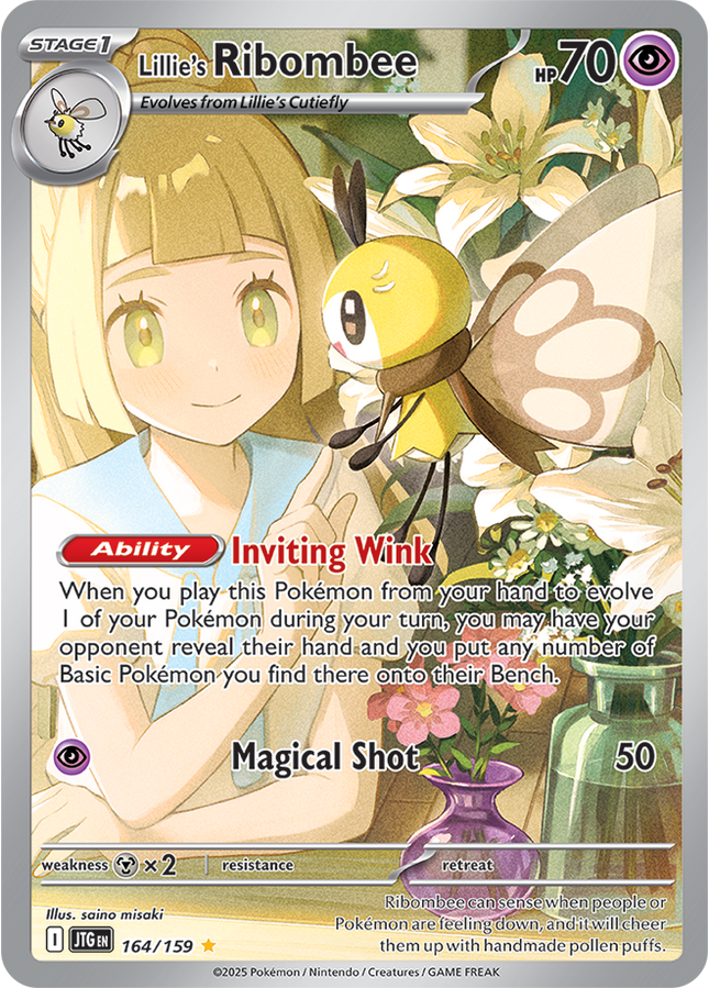 Carta Individual Pokémon Lillie's Ribombee Illustration Rare 164/159, Trainer, set Journey Together - Thunder Cards México