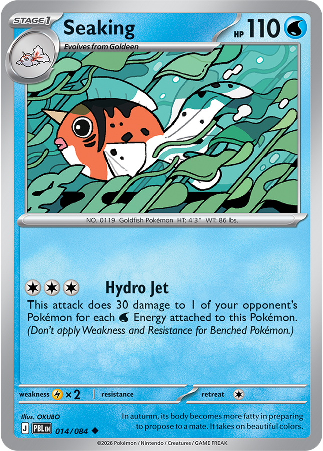 Carta individual Pokémon Seaking 014/084, set Pitch Black, en Thunder Cards México