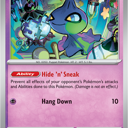 Carta individual Pokémon Shuppet 033/084, set Pitch Black, en Thunder Cards México 