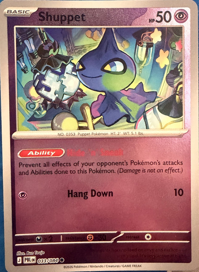 Carta individual Pokémon Shuppet 033/084, set Pitch Black, en Thunder Cards México Reverse