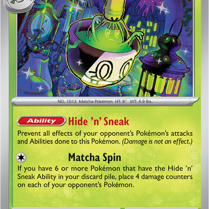 Carta individual Pokémon Sinistcha 006/084, set Pitch Black, en Thunder Cards México