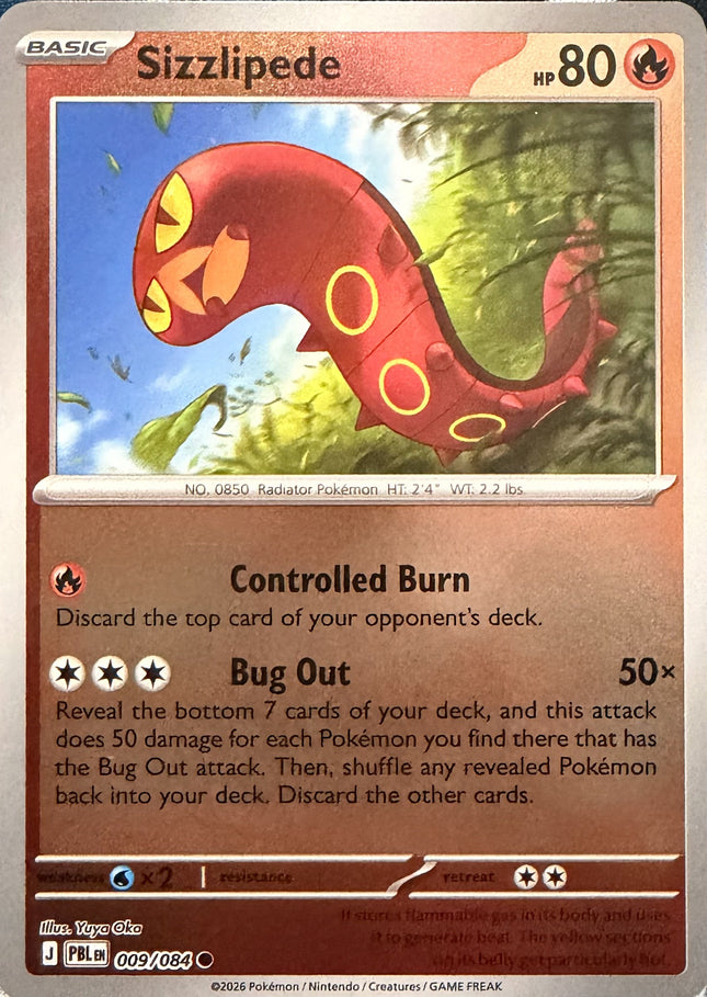 Carta individual Pokémon Sizzlipede 009/084, set Pitch Black, en Thunder Cards México Reverse