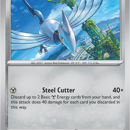 Carta individual Pokémon Skarmory 060/084, set Pitch Black, en Thunder Cards México 