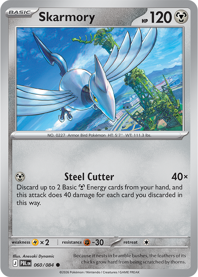 Carta individual Pokémon Skarmory 060/084, set Pitch Black, en Thunder Cards México 