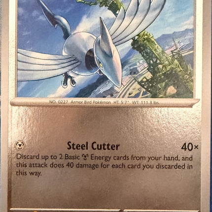 Carta individual Pokémon Skarmory 060/084, set Pitch Black, en Thunder Cards México Reverse