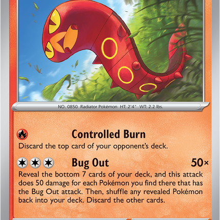 Carta individual Pokémon Sizzlipede 009/084, set Pitch Black, en Thunder Cards México
