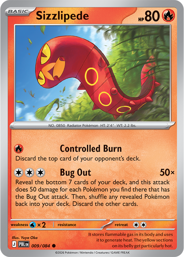 Carta individual Pokémon Sizzlipede 009/084, set Pitch Black, en Thunder Cards México