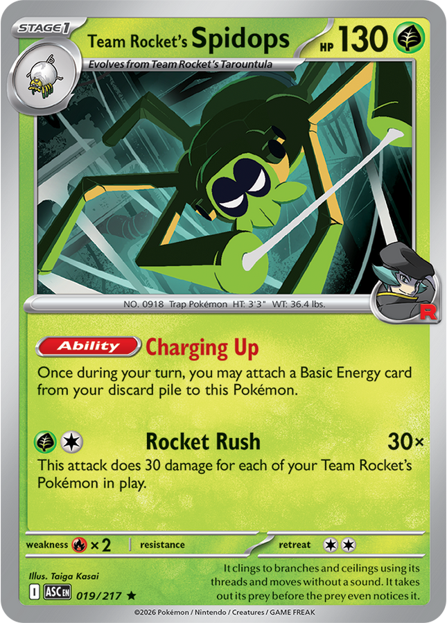 Carta Pokémon Team Rocket Spidops 019/217 - Ascended Heroes - Thunder Cards