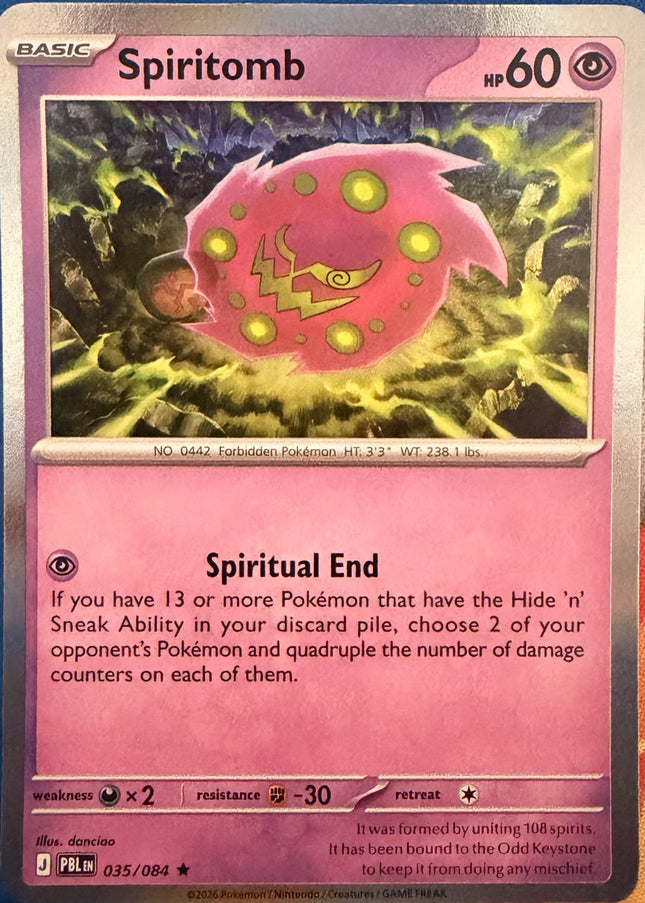 Carta individual Pokémon Spiritomb 035/084, set Pitch Black, en Thunder Cards México Holo