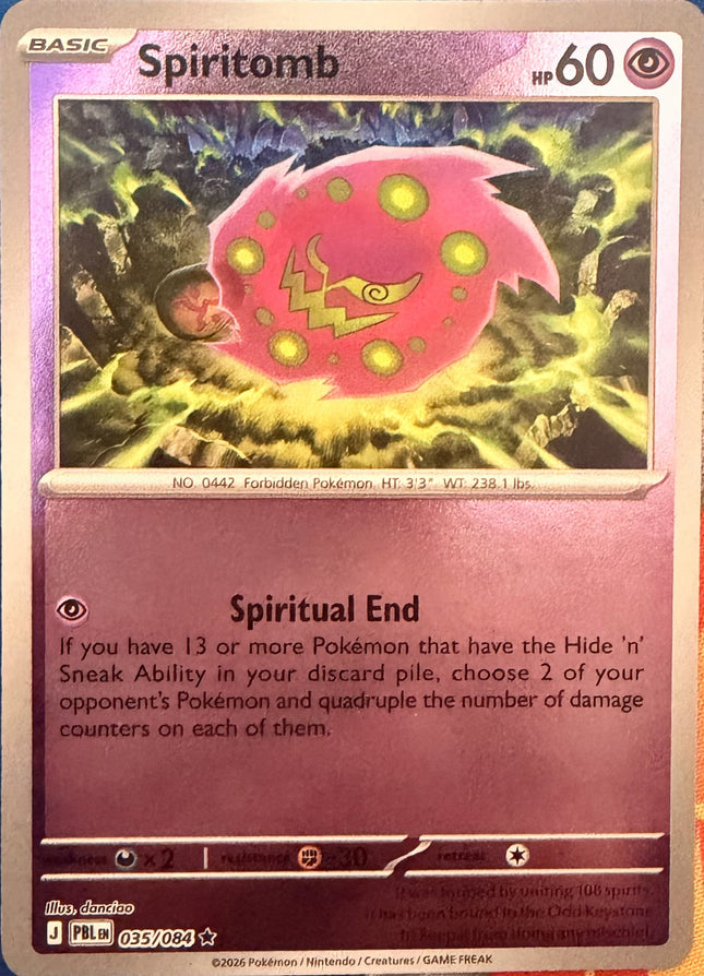 Carta individual Pokémon Spiritomb 035/084, set Pitch Black, en Thunder Cards México Reverse Holo
