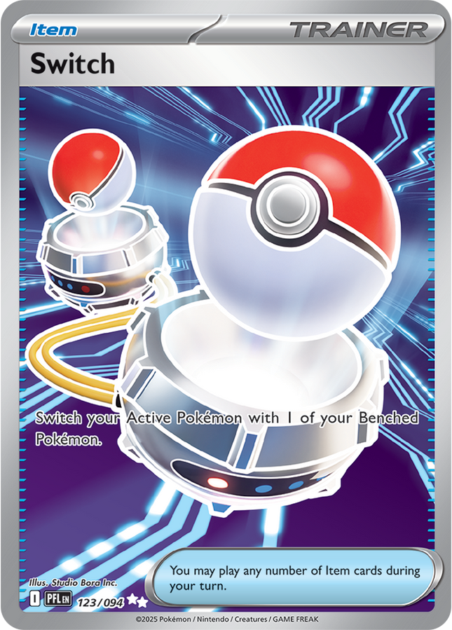 Carta Individual Pokémon Item Switch 123/094, Trainer, set Phantasmal Flames, Ilustración de Studio Bora Inc.- Thunder Cards México
