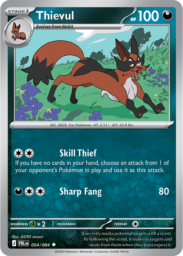 Carta individual Pokémon Thievul 054/084, set Pitch Black, en Thunder Cards México