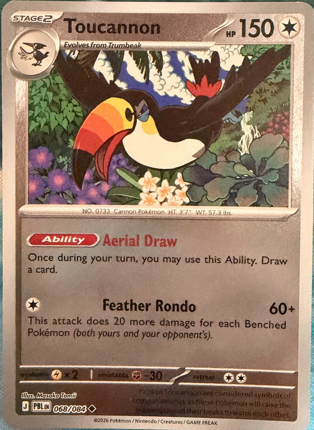 Carta individual Pokémon Toucannon 068/084, set Pitch Black, en Thunder Cards México Reverse