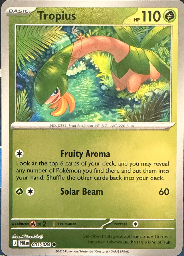 Carta individual Pokémon Tropius 001/084, set Pitch Black, en Thunder Cards México Reverse